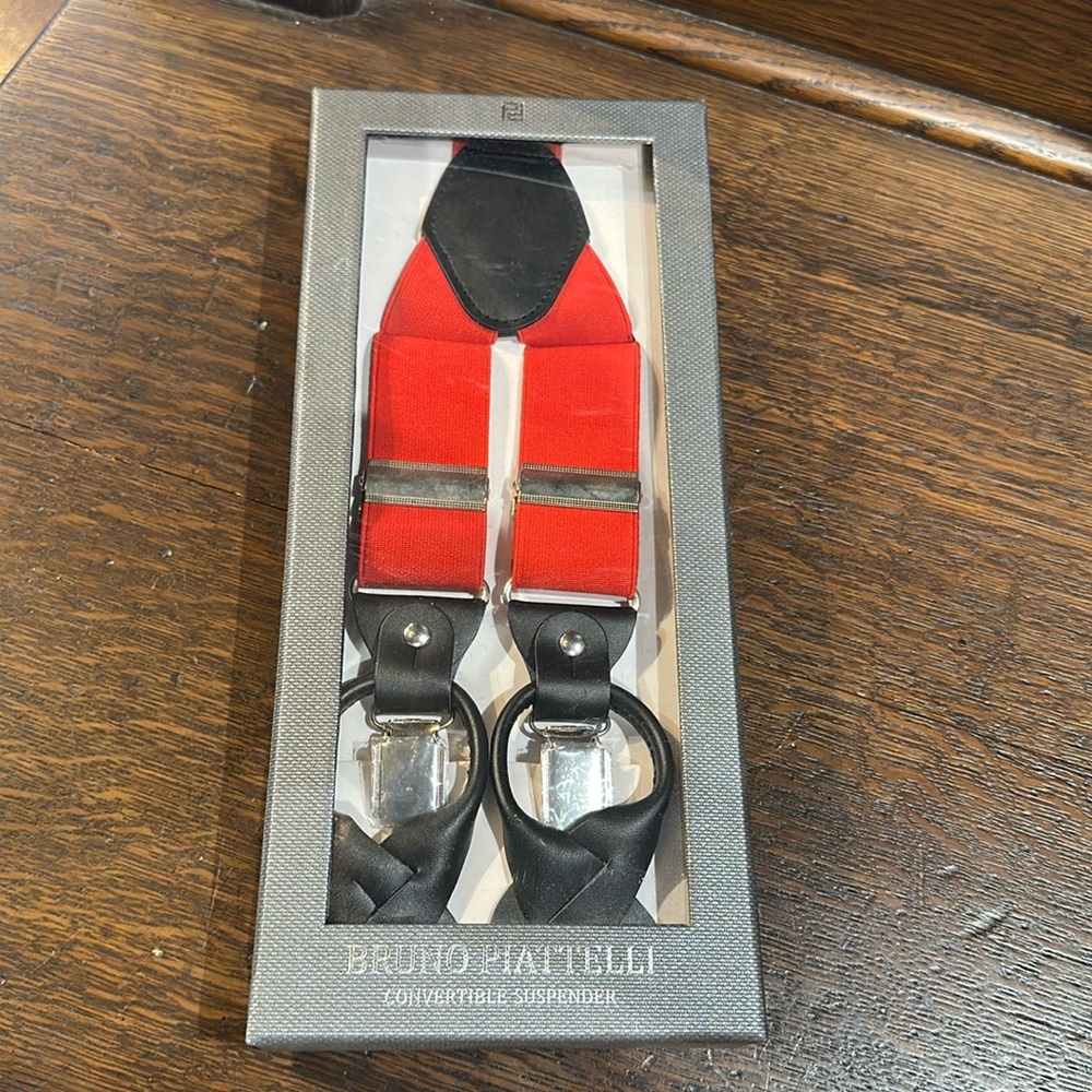 Piattelli Classic Red Suspenders with Silver Accents